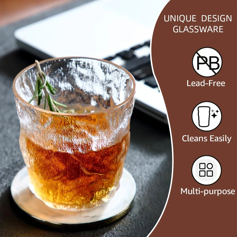 300ml/360ml Glass Cup Frosted Glacier Glass Water Cup Coffee Whiskey Beer Tea Mug Drinks Milk Cup Glass Mugs Handle Drinkware
