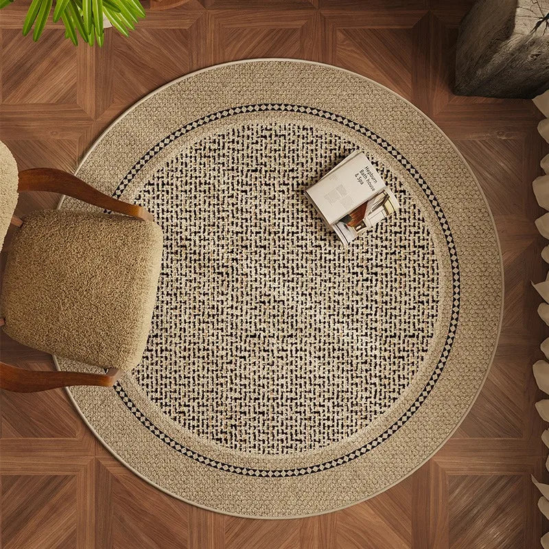 Round Bedroom Rug Light Luxury Study Coffee Table Floor Mat Retro Brown Living Room Carpet for Leisure Area Cloakroom Ковер 러그