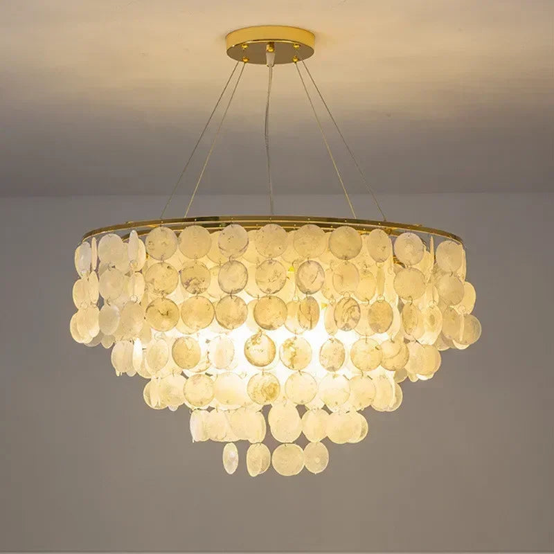 Shell Chandelier Bedroom Lighting Modern Hanging Chandelier With Gold Color For Living Room Dining Room Nordic Pendant Lights