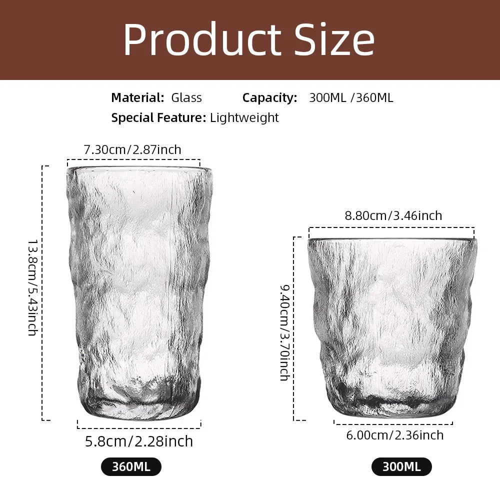300ml/360ml Glass Cup Frosted Glacier Glass Water Cup Coffee Whiskey Beer Tea Mug Drinks Milk Cup Glass Mugs Handle Drinkware
