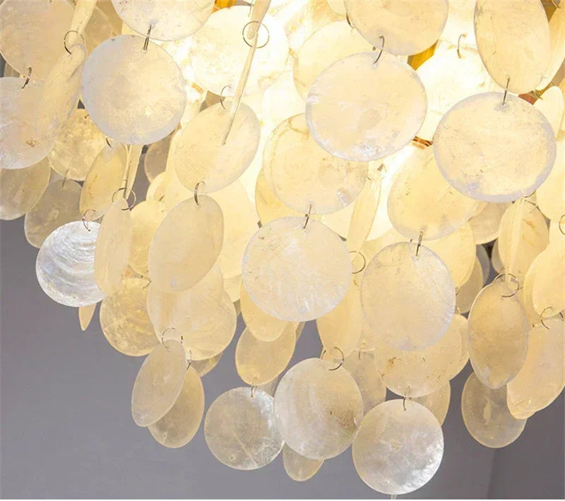 Shell Chandelier Bedroom Lighting Modern Hanging Chandelier With Gold Color For Living Room Dining Room Nordic Pendant Lights