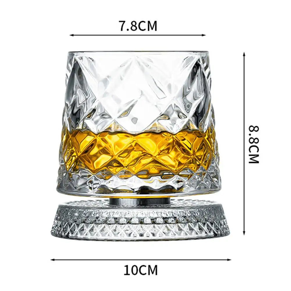 Rotating Whiskey Glass,Fashion Whiskey Glasses, Glassware For Bourbon, Gin, Voldka, Brandy For Cocktail Party Drinking Gift