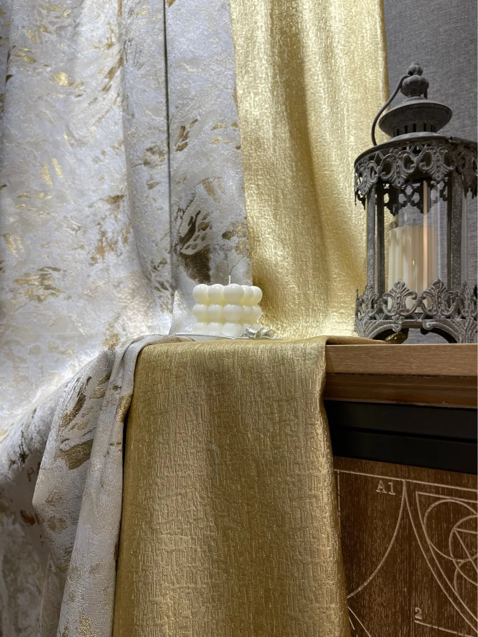 2025 new Curtains for Living dining room bedroom cream champagne gold thread jacquard high precision modern luxury high blackout