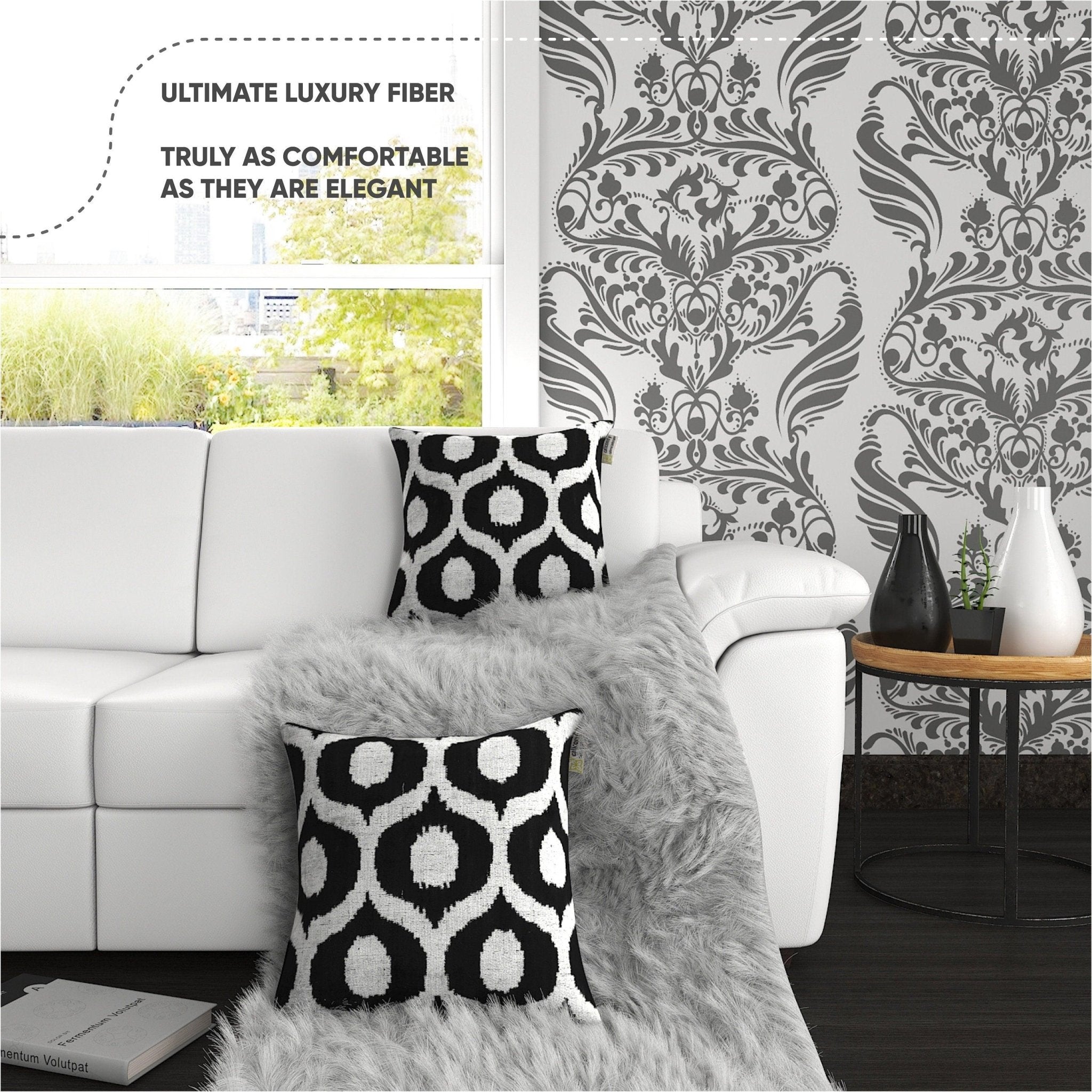 Canvello Handmade Decorative Black and White Pillows - 18x18 in