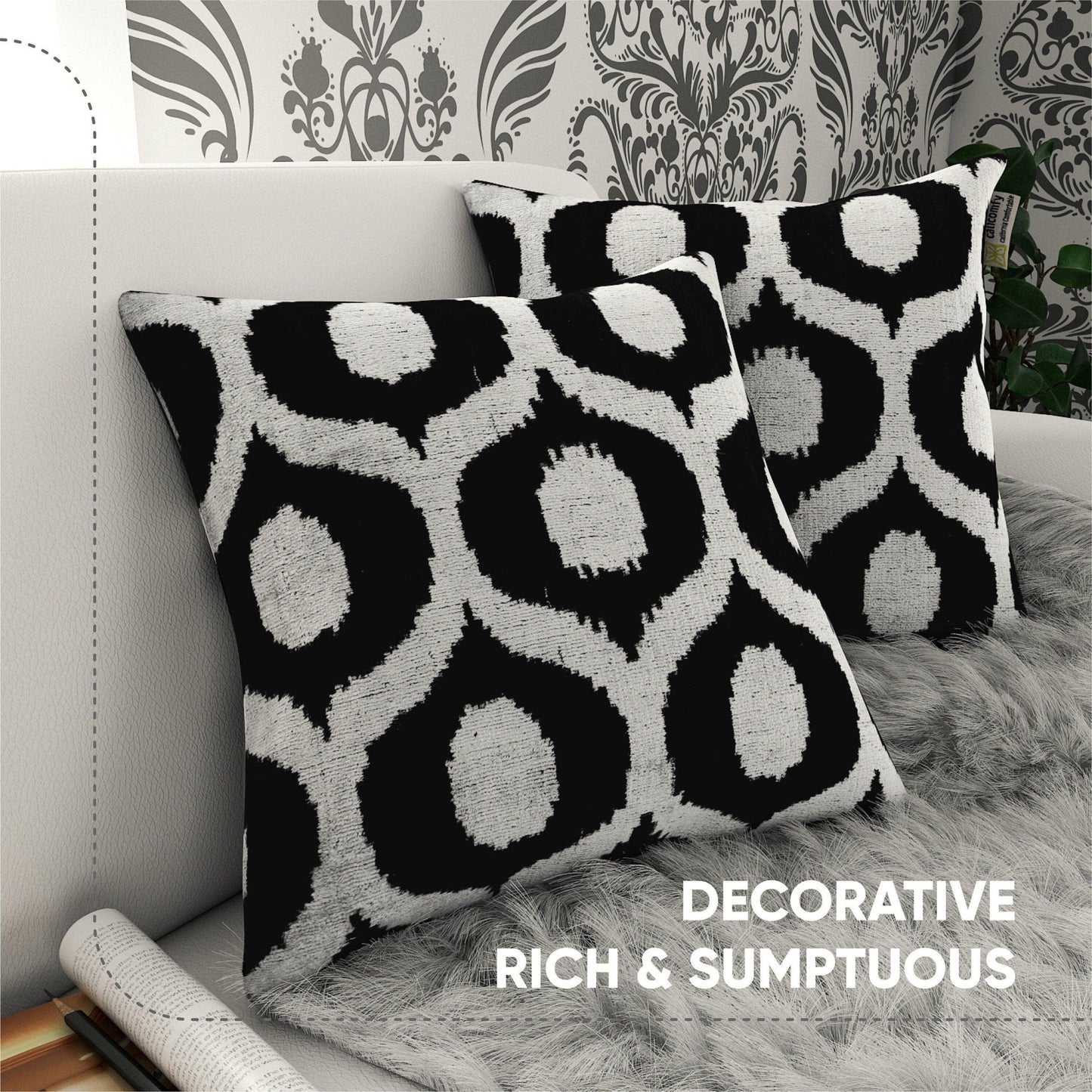 Canvello Handmade Decorative Black and White Pillows - 18x18 in